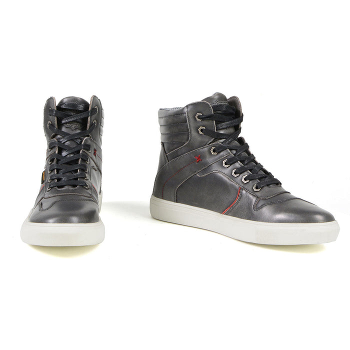 Vintage Grey Leather High-Top Reinforced Street Riding Waterproof Shoes