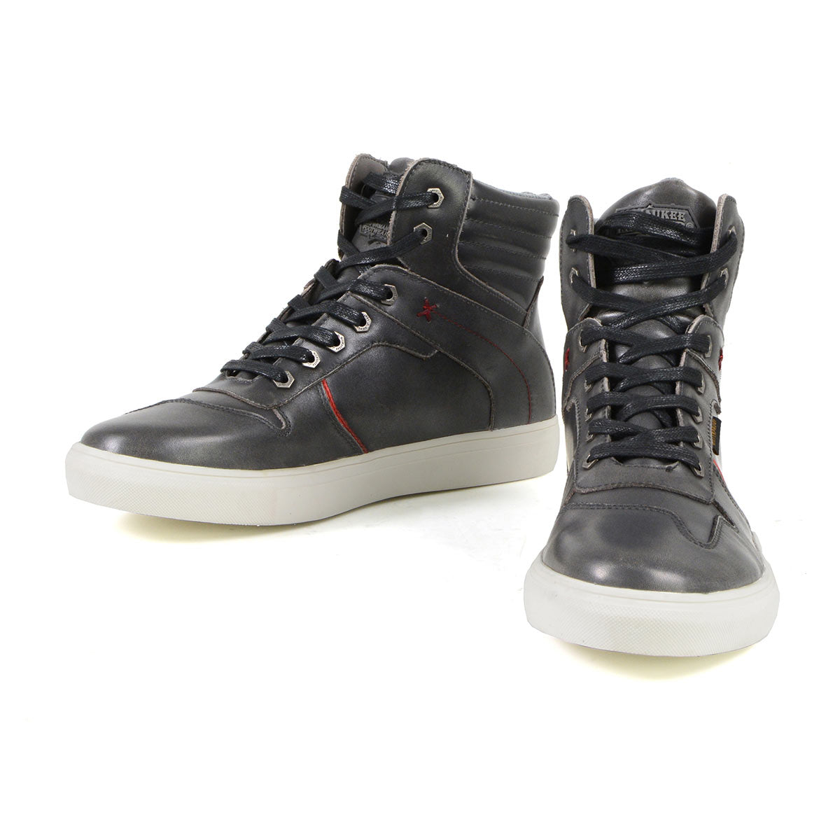 Vintage Grey Leather High-Top Reinforced Street Riding Waterproof Shoes