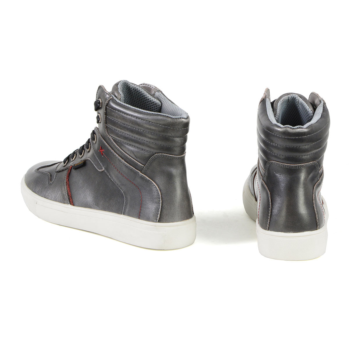 Vintage Grey Leather High-Top Reinforced Street Riding Waterproof Shoes