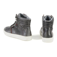 Vintage Grey Leather High-Top Reinforced Street Riding Waterproof Shoes