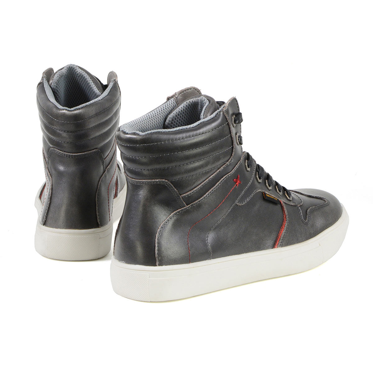 Vintage Grey Leather High-Top Reinforced Street Riding Waterproof Shoes