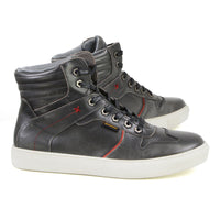 Vintage Grey Leather High-Top Reinforced Street Riding Waterproof Shoes