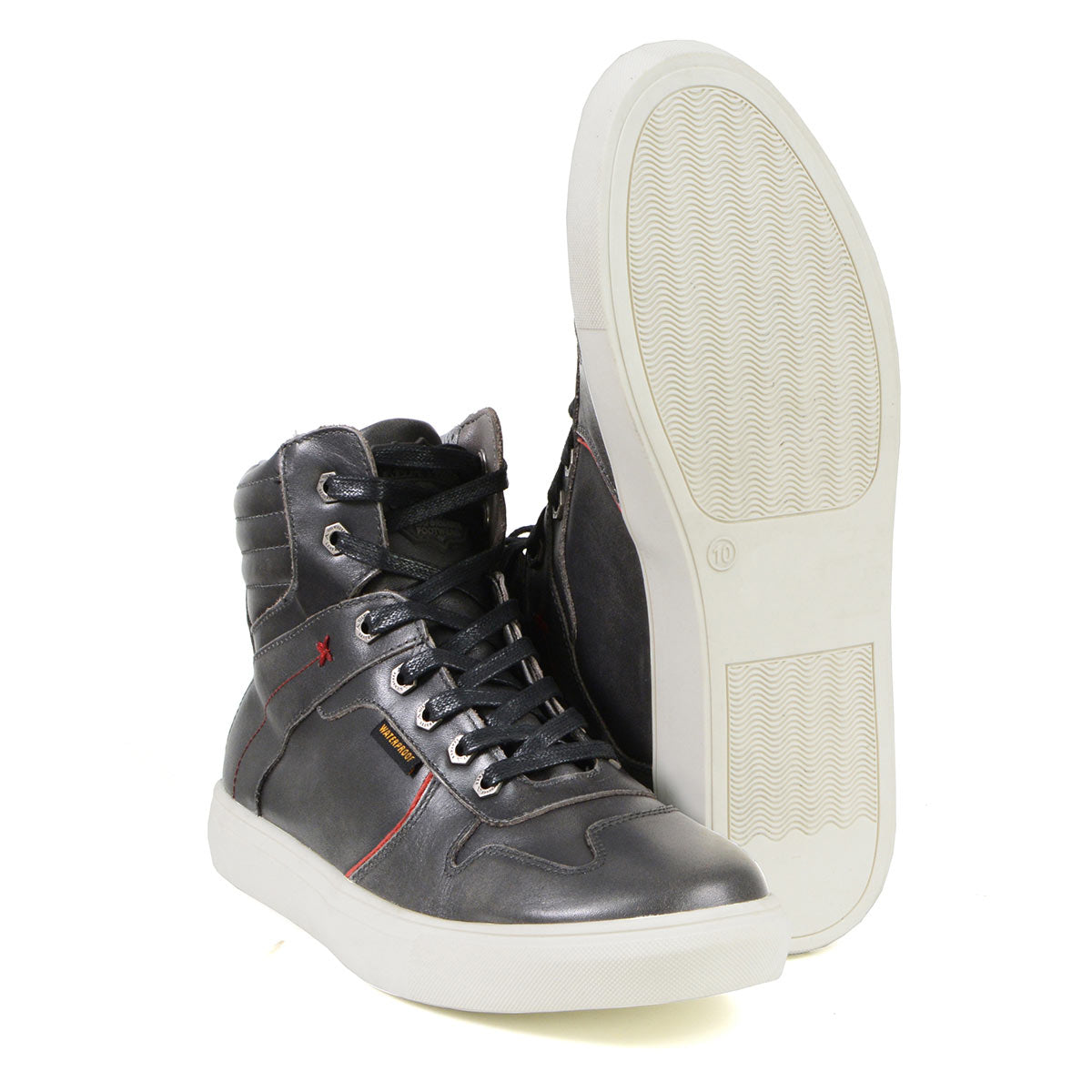 Vintage Grey Leather High-Top Reinforced Street Riding Waterproof Shoes