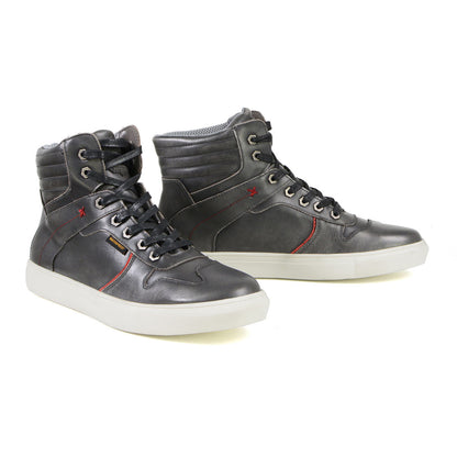 Vintage Grey Leather High-Top Reinforced Street Riding Waterproof Shoes