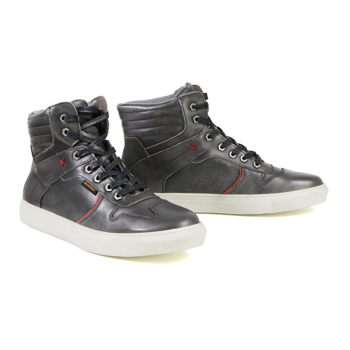 Vintage Grey Leather High-Top Reinforced Street Riding Waterproof Shoes