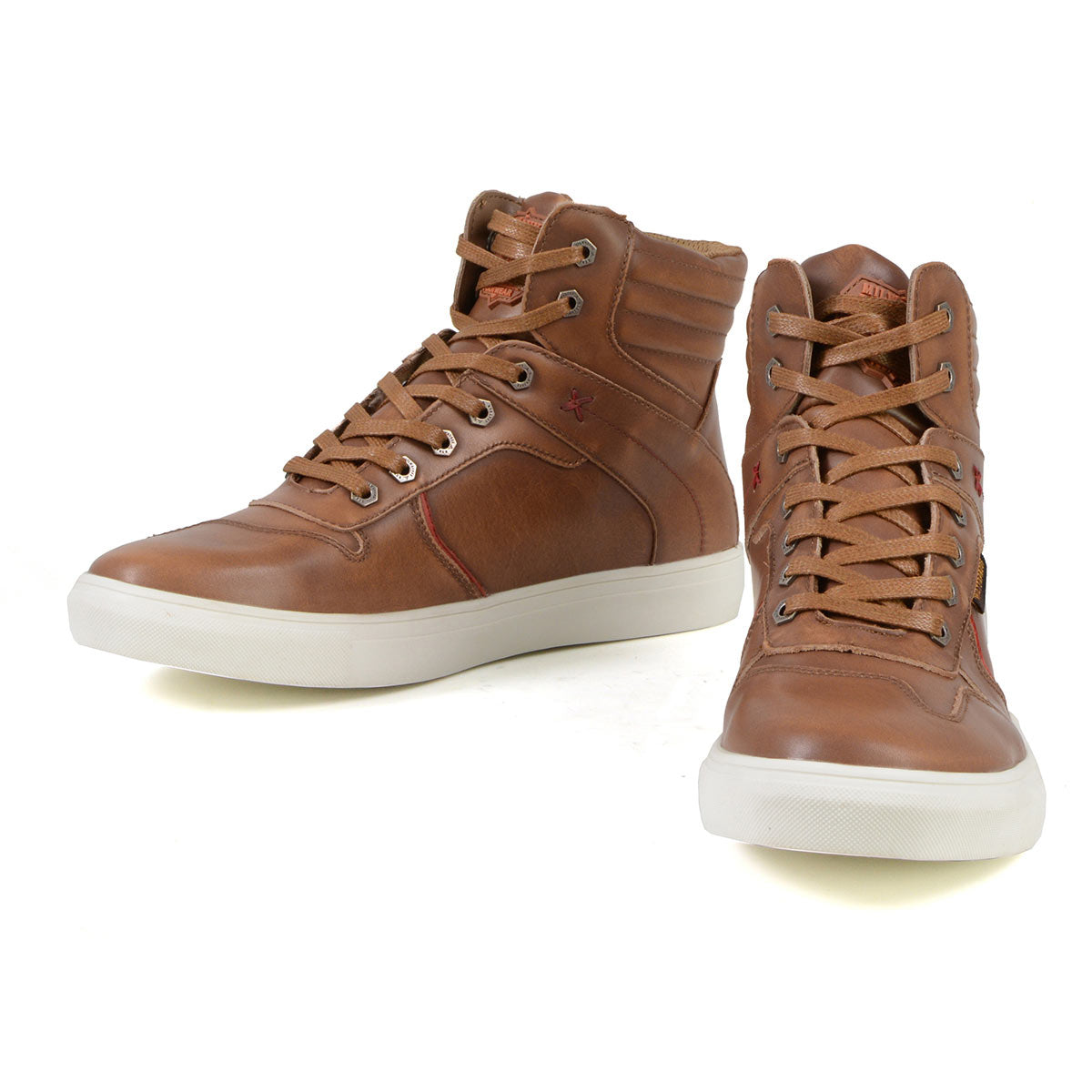 MBM9154 Men's High-Top Riding Shoes Waterproof Leather Cognac