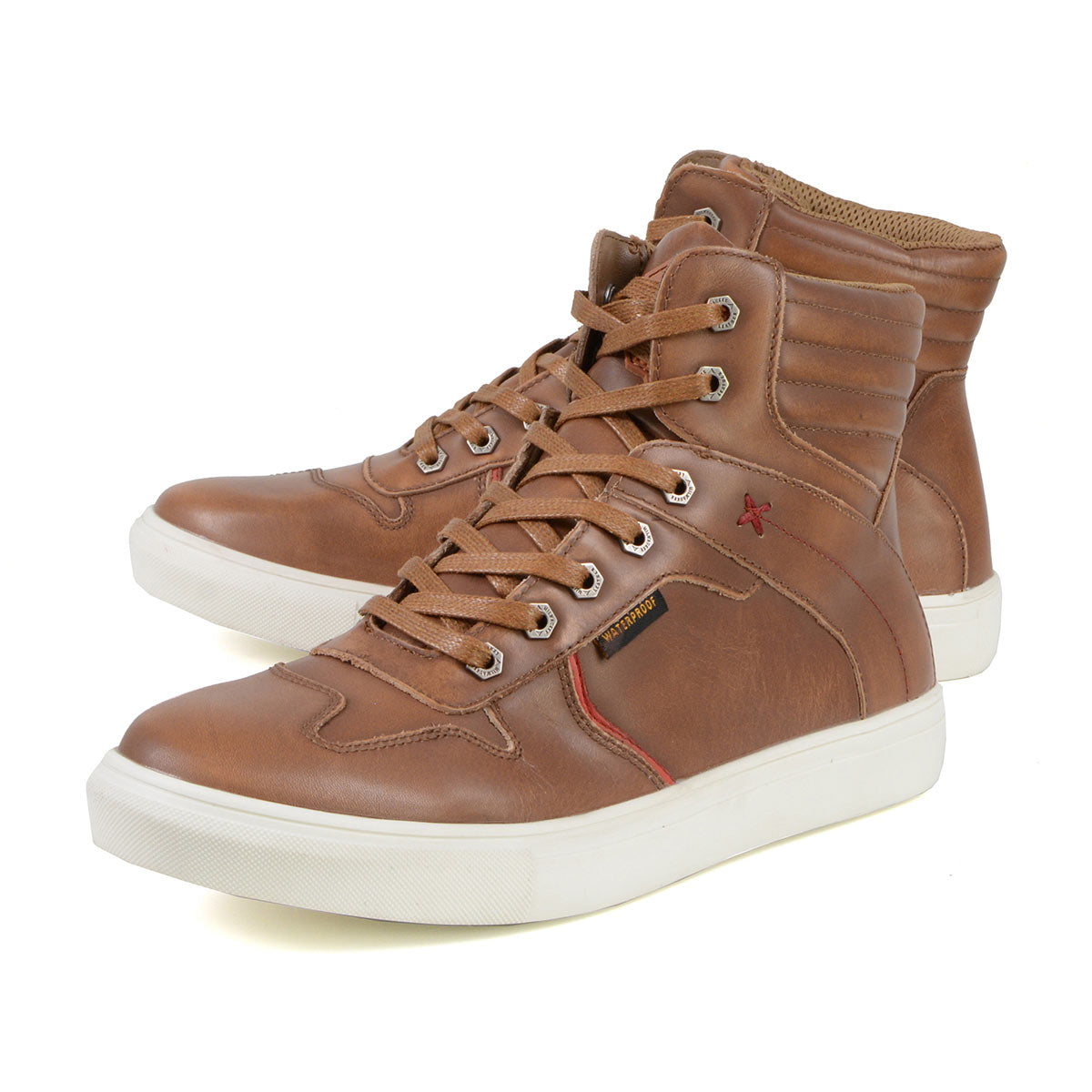 MBM9154 Men's High-Top Riding Shoes Waterproof Leather Cognac