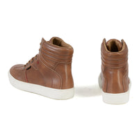 MBM9154 Men's High-Top Riding Shoes Waterproof Leather Cognac
