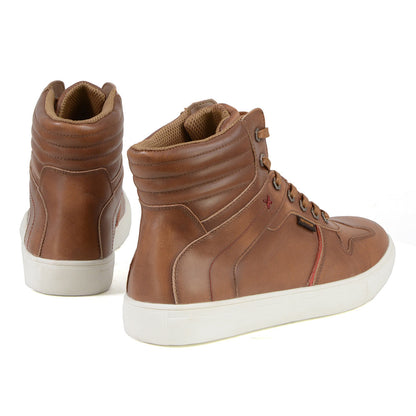 MBM9154 Men's High-Top Riding Shoes Waterproof Leather Cognac