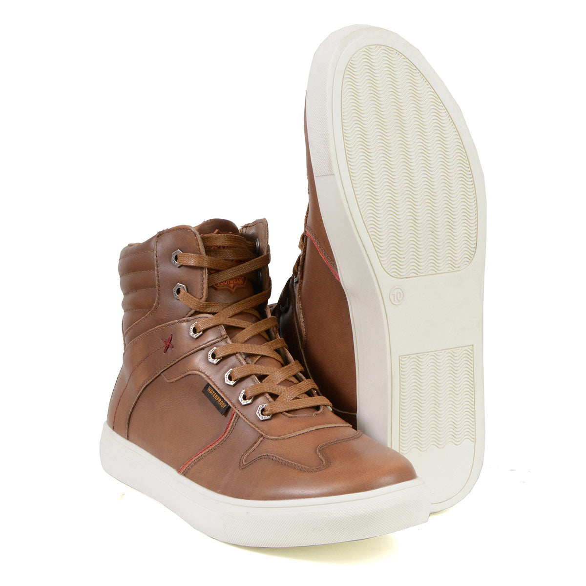 MBM9154 Men's High-Top Riding Shoes Waterproof Leather Cognac
