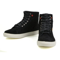 Men's Black Suede Reinforced Street Riding Waterproof Shoes with Ankle Support