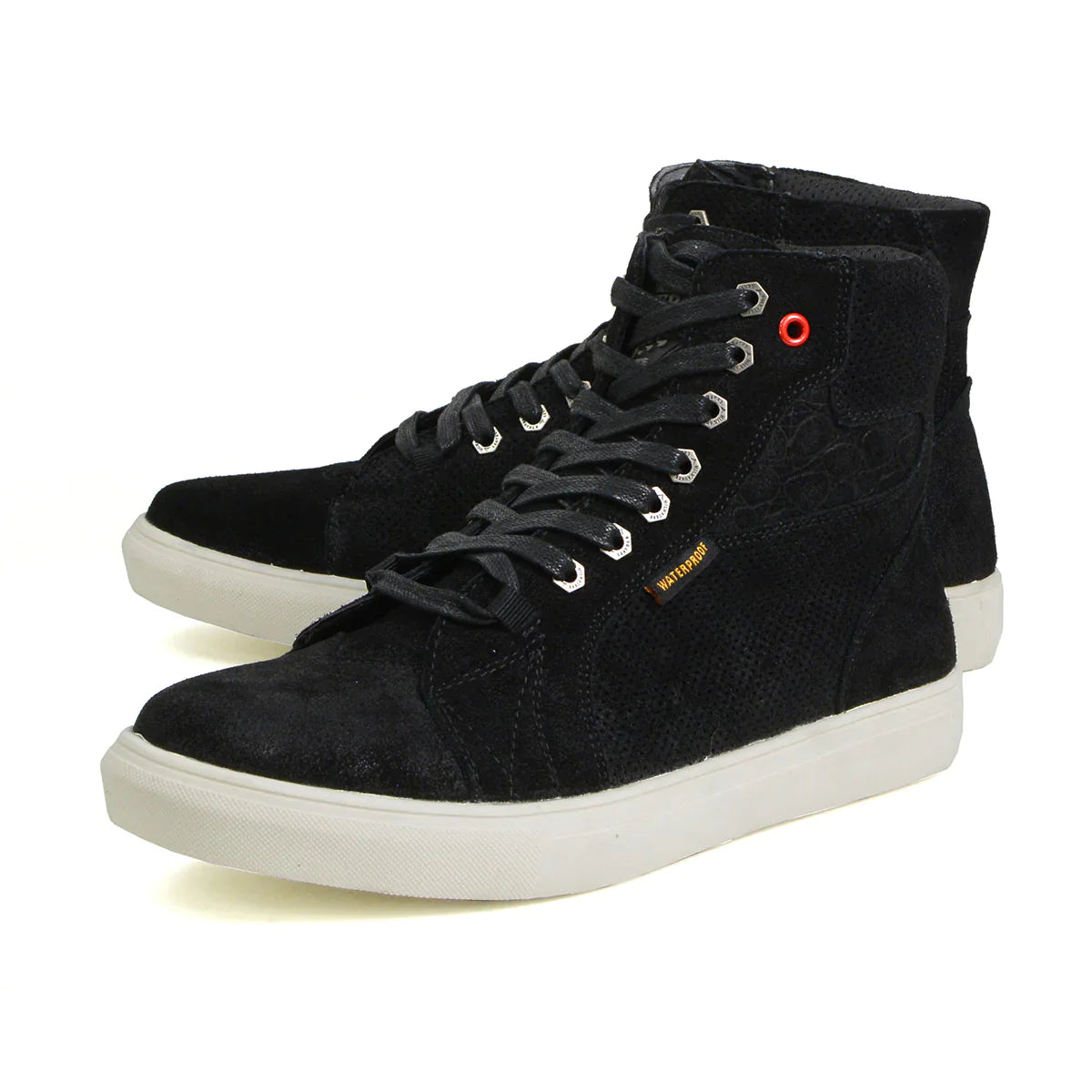 Men's Black Suede Reinforced Street Riding Waterproof Shoes with Ankle Support