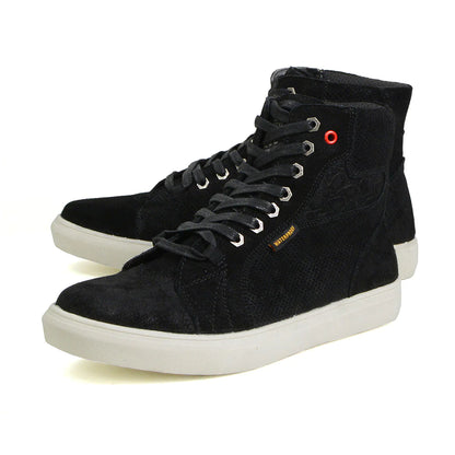 Men's Black Suede Reinforced Street Riding Waterproof Shoes with Ankle Support