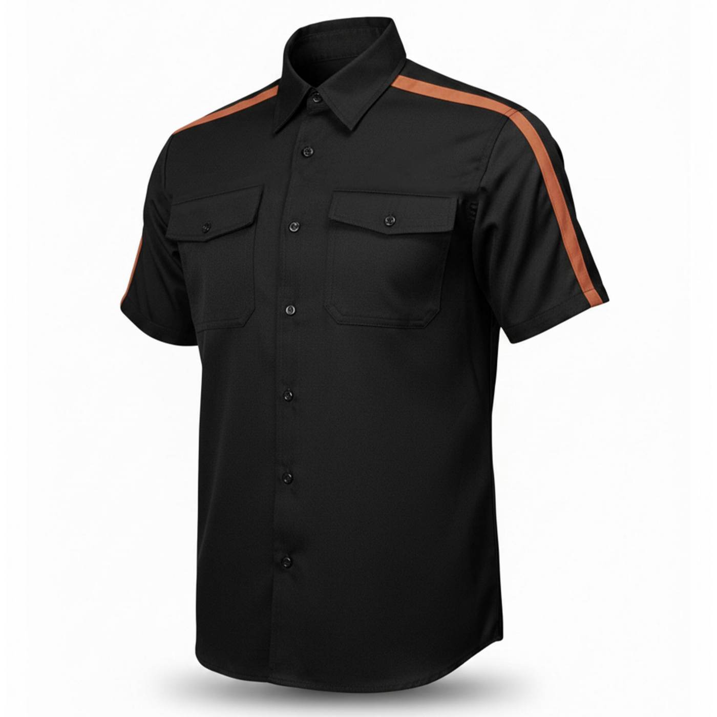 Men's Black/Orange Track Mark Classic Mechanic Button Up Shirt
