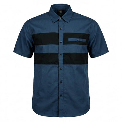 Men's Blue/Black Short Sleeve Mechanic Work Shirt With Single Pocket