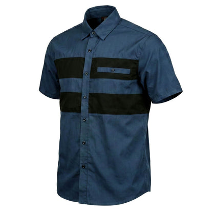 Men's Blue/Black Short Sleeve Mechanic Work Shirt With Single Pocket