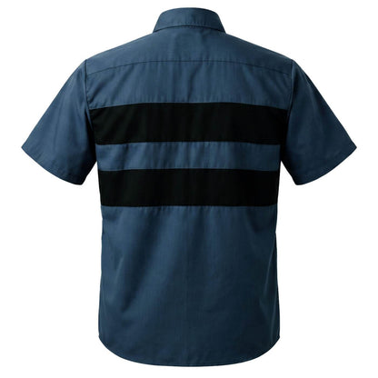 Men's Blue/Black Short Sleeve Mechanic Work Shirt With Single Pocket