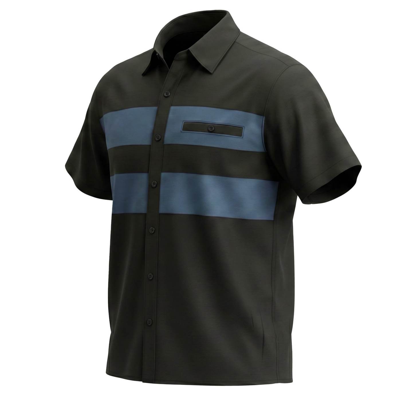 Men's Black/Blue Double Down Short Sleeve Mechanic Work Shirt 50/50 Cotton Poly