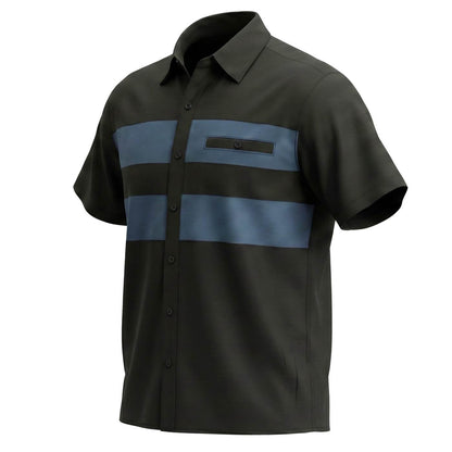 Men's Black/Blue Double Down Short Sleeve Mechanic Work Shirt 50/50 Cotton Poly