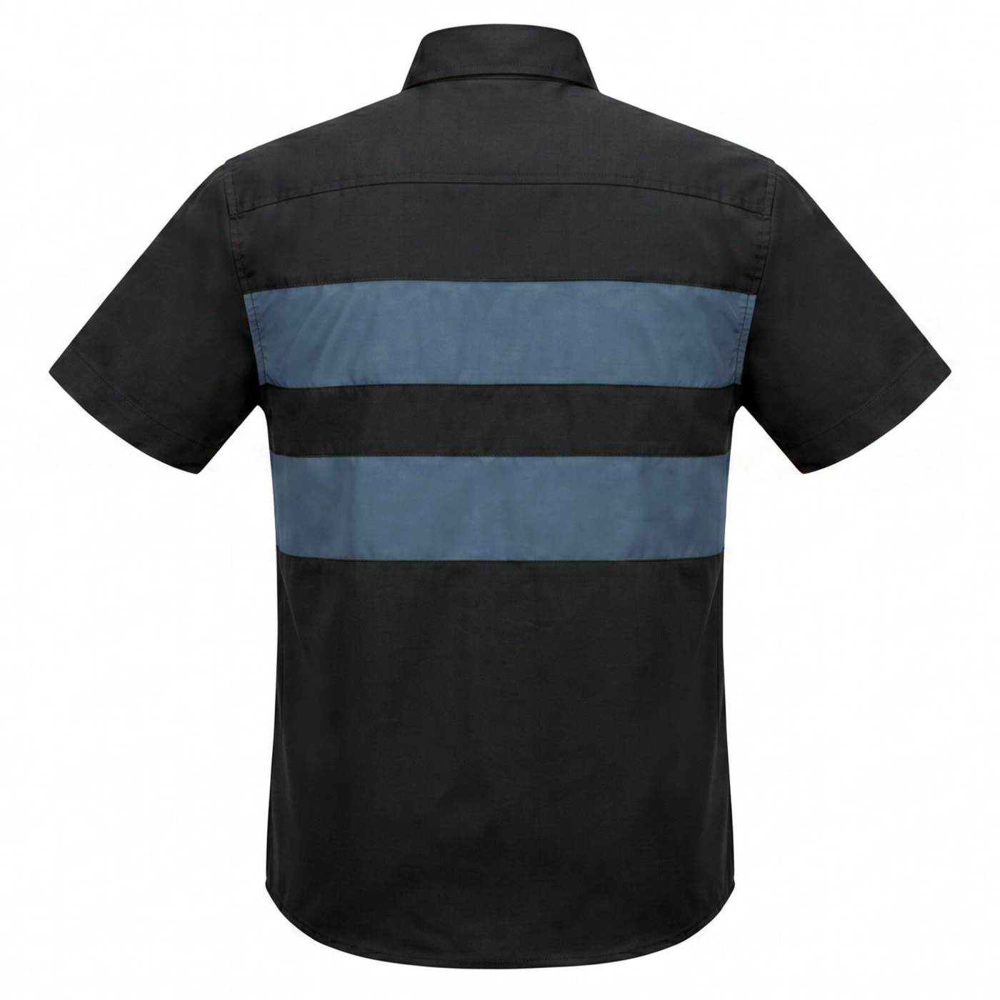 Men's Black/Blue Double Down Short Sleeve Mechanic Work Shirt 50/50 Cotton Poly