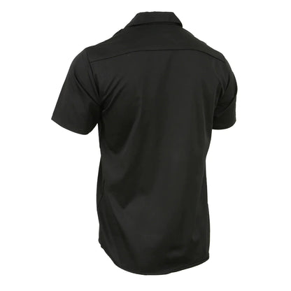 Black Button Up Heavy-Duty Work Shirt for Men's, Classic Mechanic Work Shirt w/ Pockets