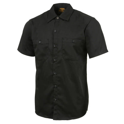Black Button Up Heavy-Duty Work Shirt for Men's, Classic Mechanic Work Shirt w/ Pockets