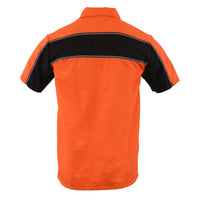 Black with Orange Button Up Heavy-Duty Work Shirt for Men's, Classic Mechanic Work Shirt