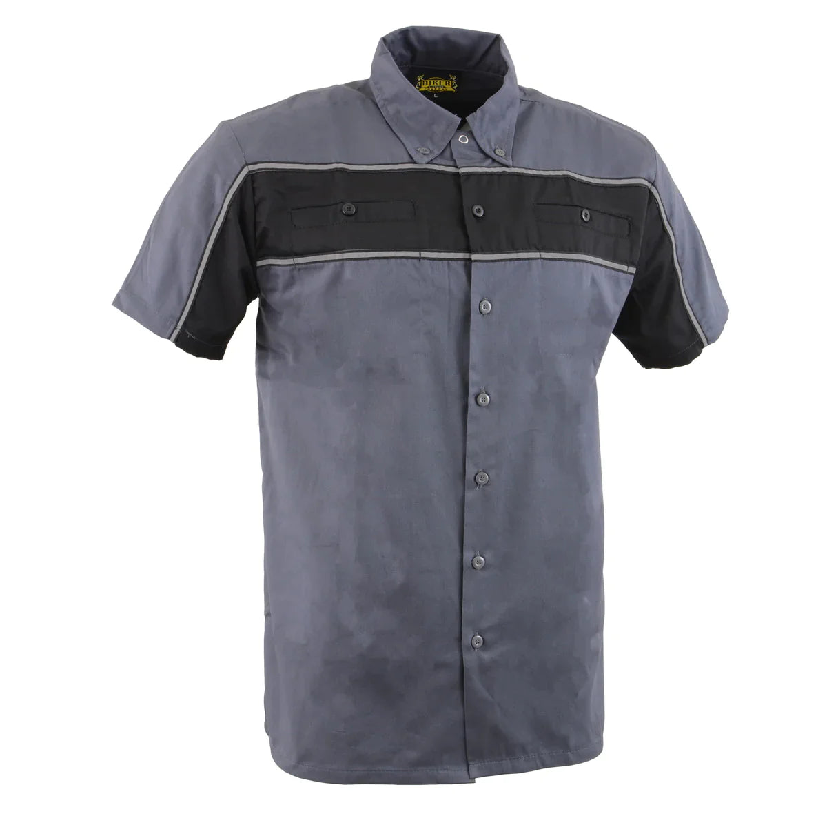 Grey and Black Button Up Heavy-Duty Work Shirt for Men's, Classic Mechanic Work Shirt