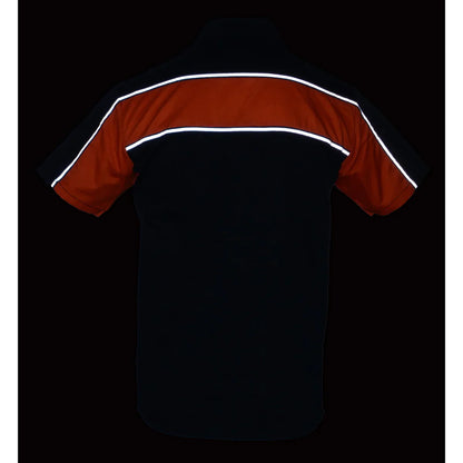 Black and Orange Button Up Heavy-Duty Work Shirt for Men's, Classic Mechanic Work Shirt