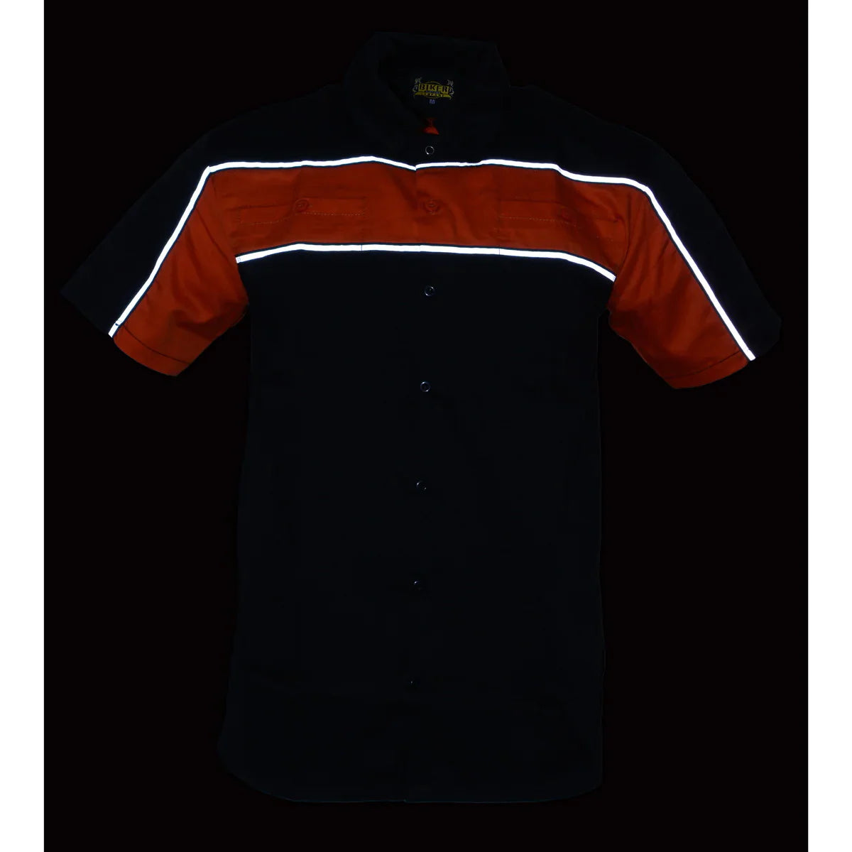 Black and Orange Button Up Heavy-Duty Work Shirt for Men's, Classic Mechanic Work Shirt