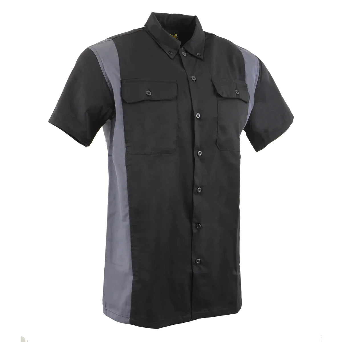 Black and Grey Button Up Heavy-Duty Work Shirt for Men's, Classic Mechanic Work Shirt
