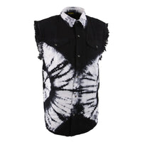 Men’s Black and White Cut Off Button Down Shirt