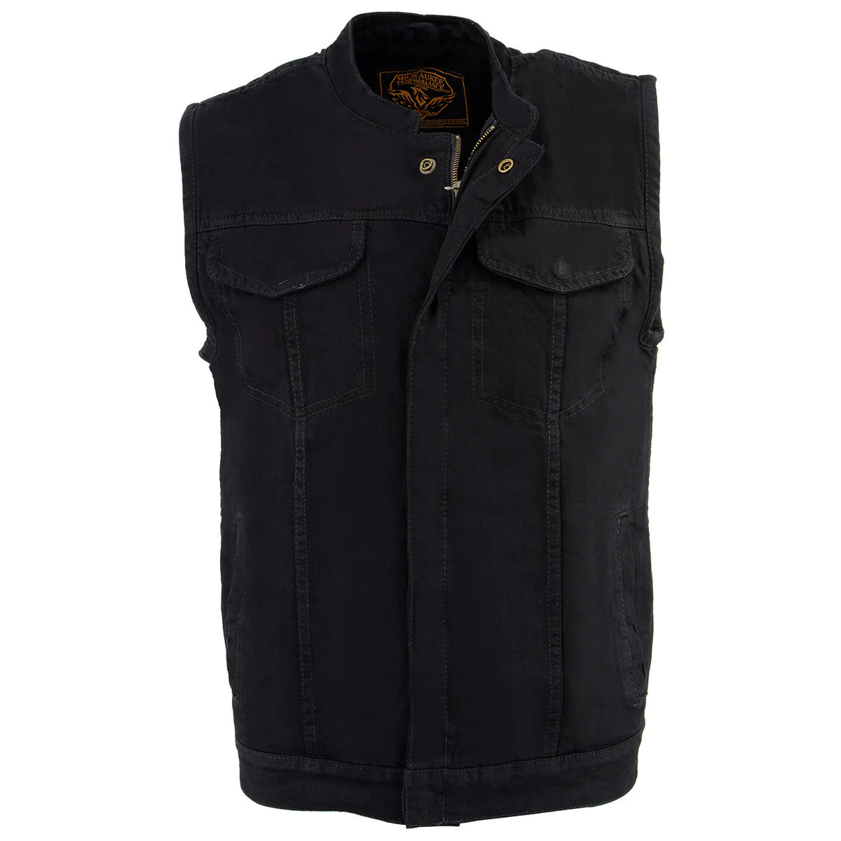 Men's Black Denim ‘Quick Draw’ Dual Closure Club Style Vest