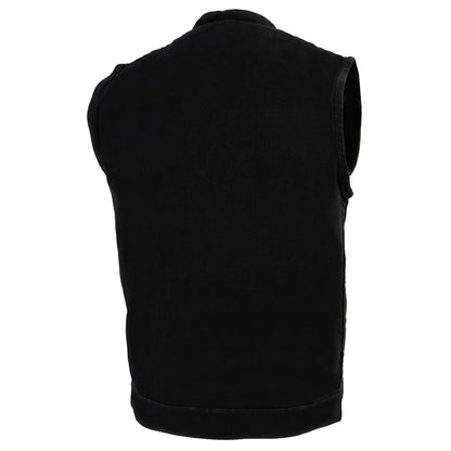 Men's Black Denim ‘Quick Draw’ Dual Closure Club Style Vest