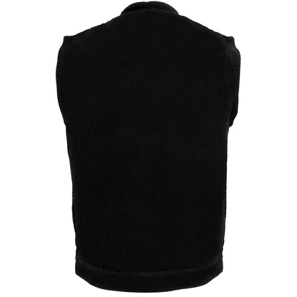 Men's Black Denim ‘Quick Draw’ Dual Closure Club Style Vest