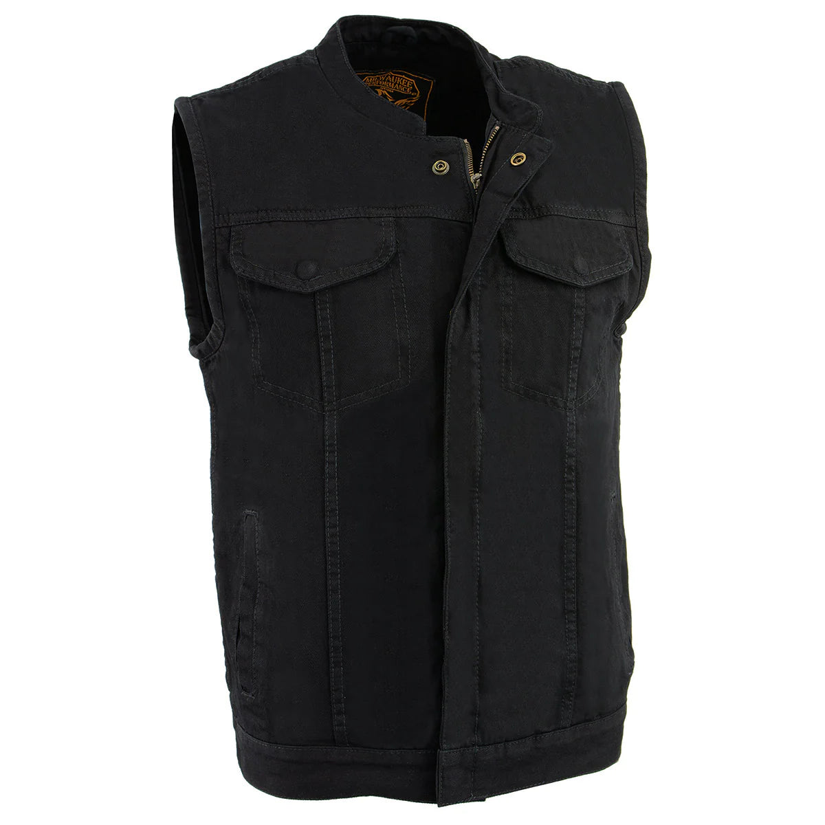 Men's Black Denim ‘Quick Draw’ Dual Closure Club Style Vest