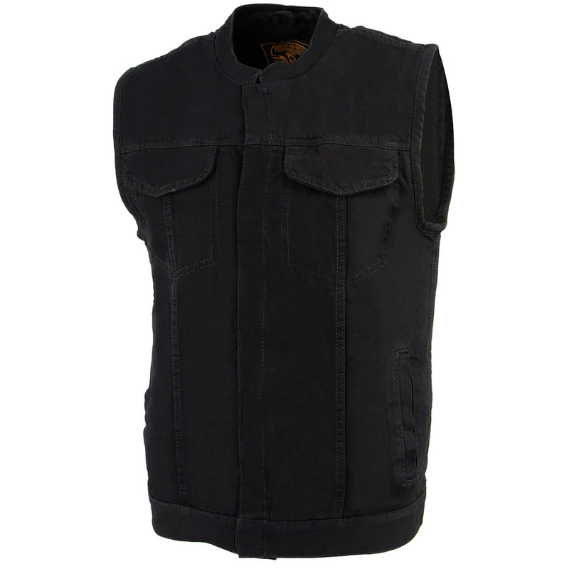 Men's Black Denim ‘Quick Draw’ Dual Closure Club Style Vest