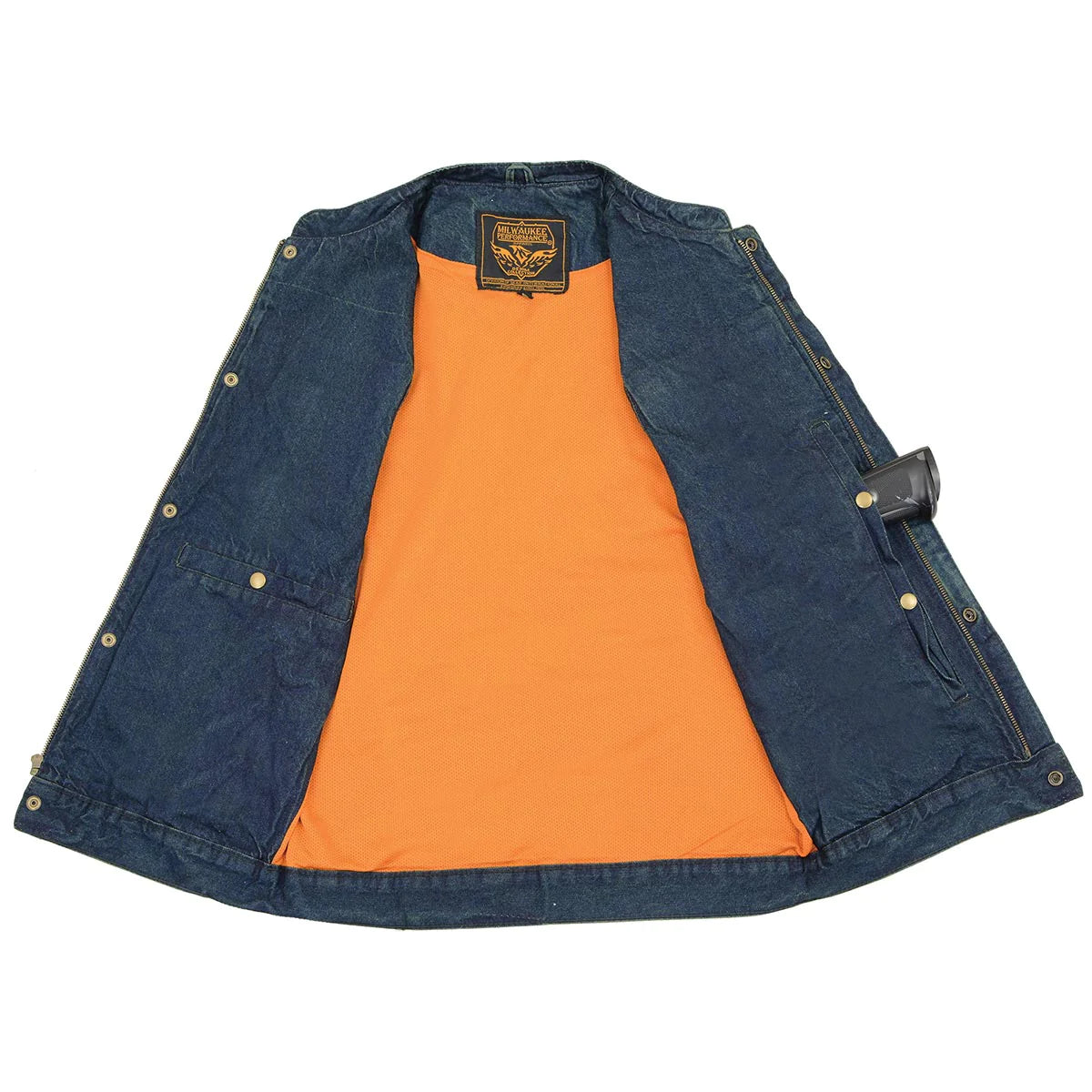 Men's Blue Denim ‘Quick Draw’ Dual Closure Club Style Vest