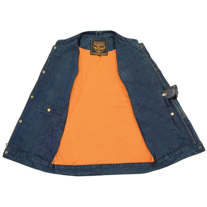 Men's Blue Denim ‘Quick Draw’ Dual Closure Club Style Vest