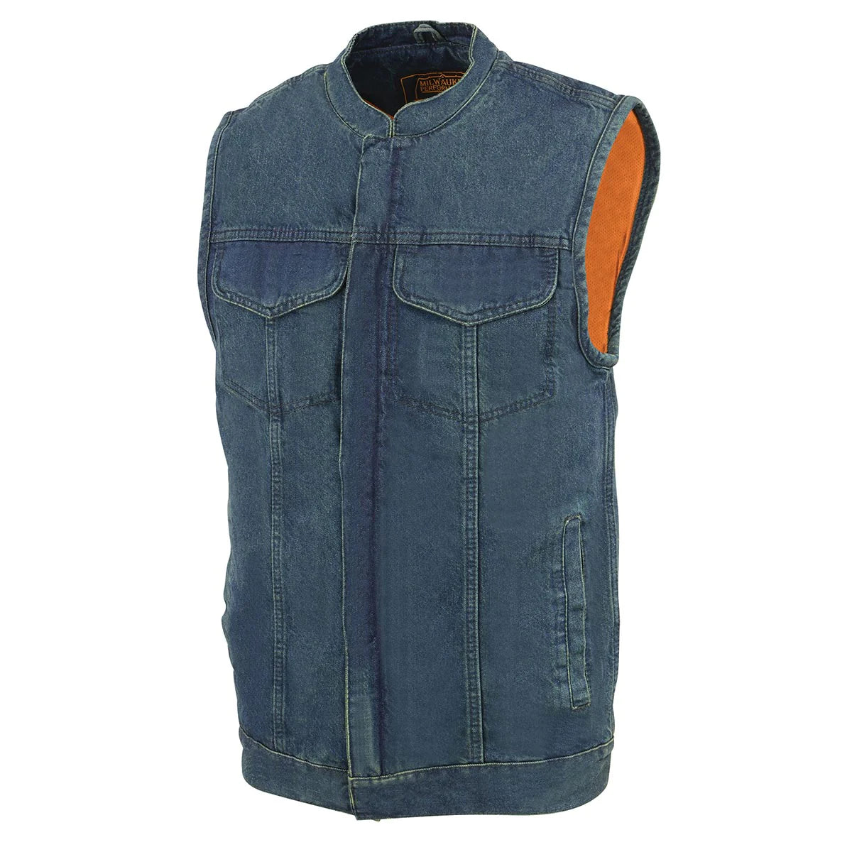 Men's Blue Denim ‘Quick Draw’ Dual Closure Club Style Vest