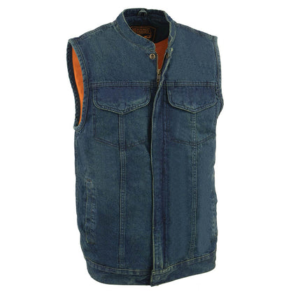 Men's Blue Denim ‘Quick Draw’ Dual Closure Club Style Vest