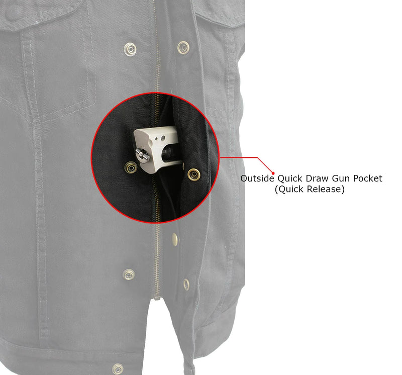 Men's Black Denim ‘Quick Draw’ Dual Closure Club Style Vest