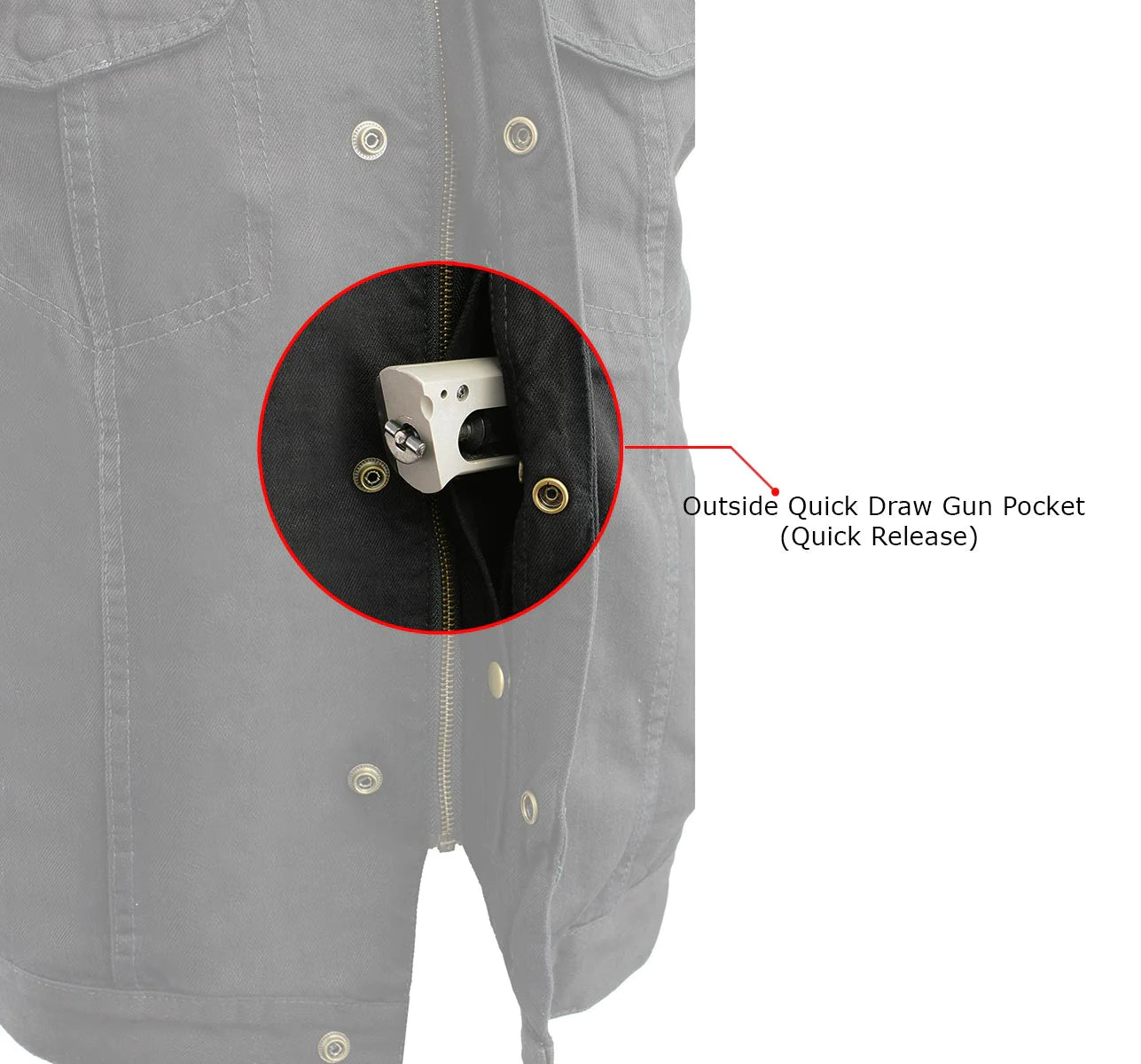 Men's Black Denim ‘Quick Draw’ Dual Closure Club Style Vest