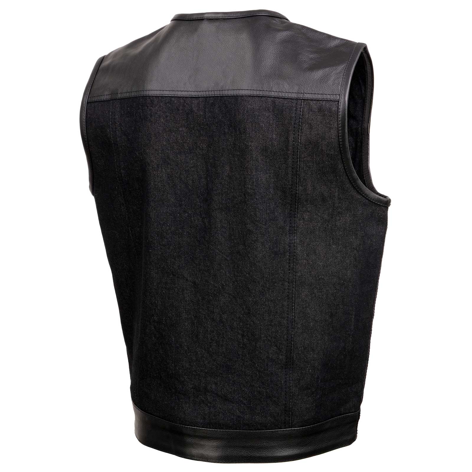 Men's 'Brute' Concealed Snap Black Denim and Black Leather Club