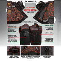 Men's 'Wrecker' Black Denim and Leather Club Style Vest w/ Diamond Quilt Design