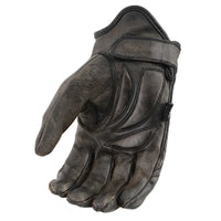 Men's Brown Leather Gel Padded Palm Short Wrist Motorcycle Hand Gloves W/ ‘Full Panel Cover’