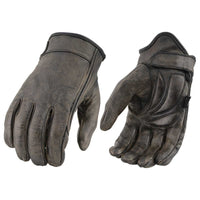 Men's Brown Leather Gel Padded Palm Short Wrist Motorcycle Hand Gloves W/ ‘Full Panel Cover’