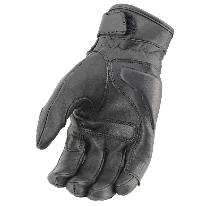 Men's Black Leather i-Touch Screen Compatible Gel Palm Racer Motorcycle Gloves w/ Finger Protection