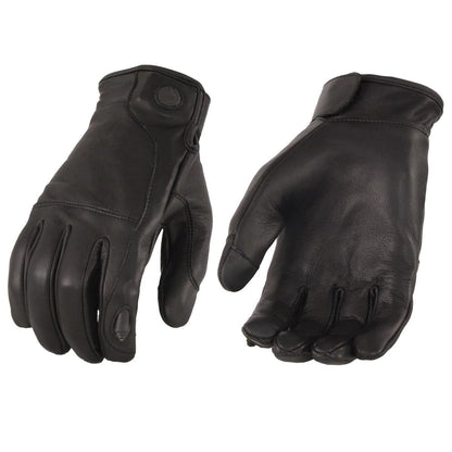 Men's Black Leather with i-Touch Screen Led Finger Light Motorcycle Hand Gloves