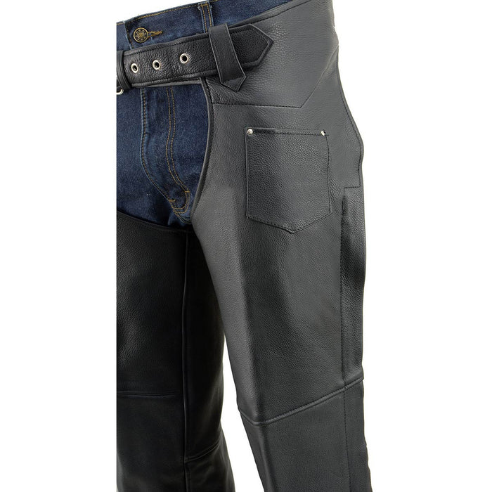 Men's Black Fully Lined Naked Cowhide Leather Chaps